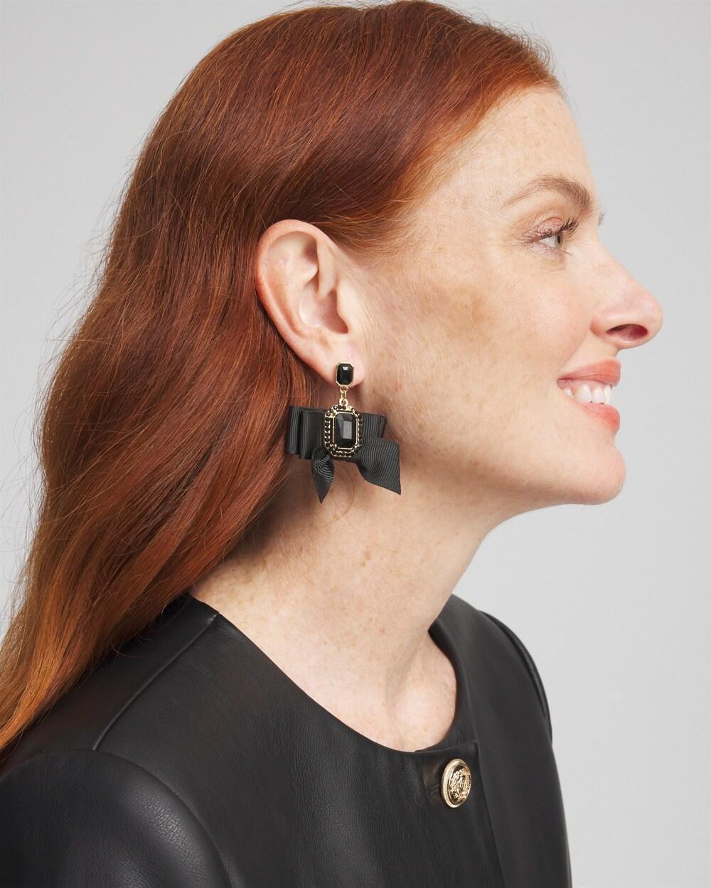 No Droop™ Black Bow Earrings Product Image