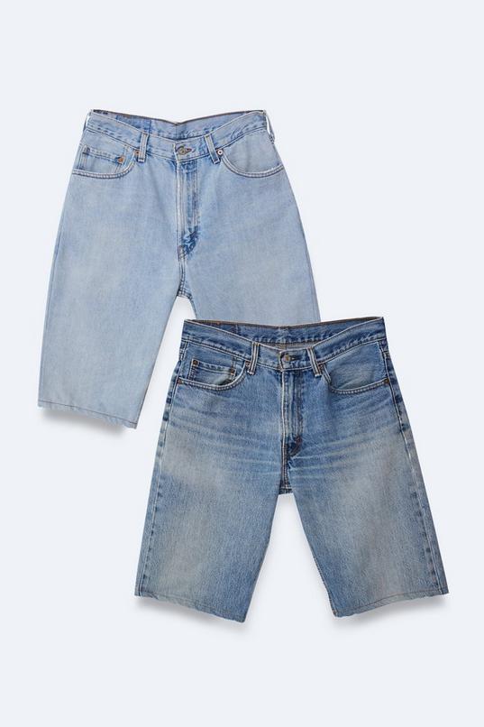 Vintage Rework Knee Length Denim Shorts Product Image