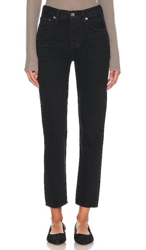 AGOLDE Austin Mid Rise Tapered Slim in Crushed - Black. Size 23 (also in 32, 33, 34). Product Image