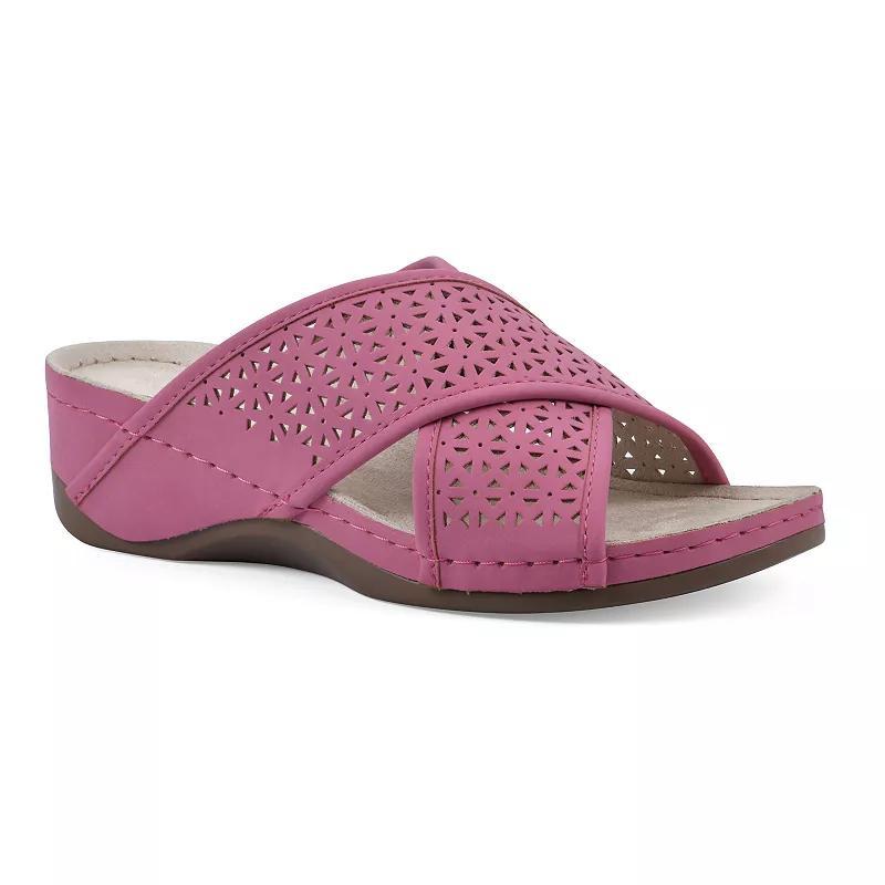 Cliffs by White Mountain Collet Womens Wedge Sandals Pink Nubuck Product Image