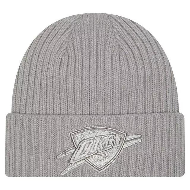 Mens New Era Gray Oklahoma City Thunder Color Pack Cuffed Knit Hat Product Image