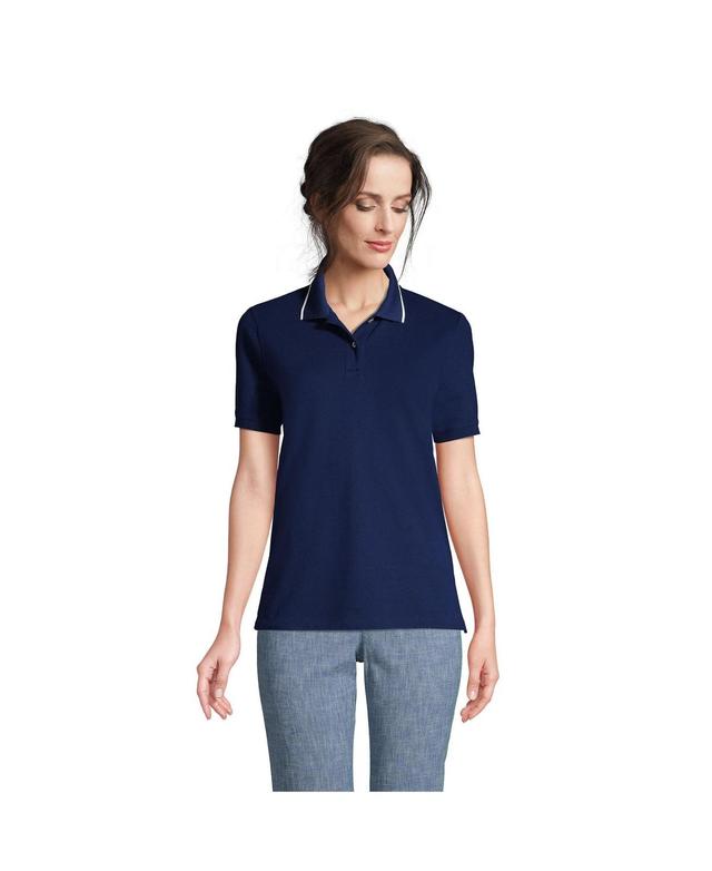 Petite Lands End Mesh Polo Shirt, Womens Blue Product Image