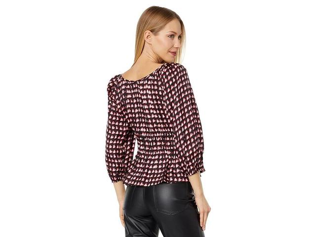 Kate Spade New York Fancy Hearts Long Sleeve Riviera Top (Black) Women's Clothing Product Image