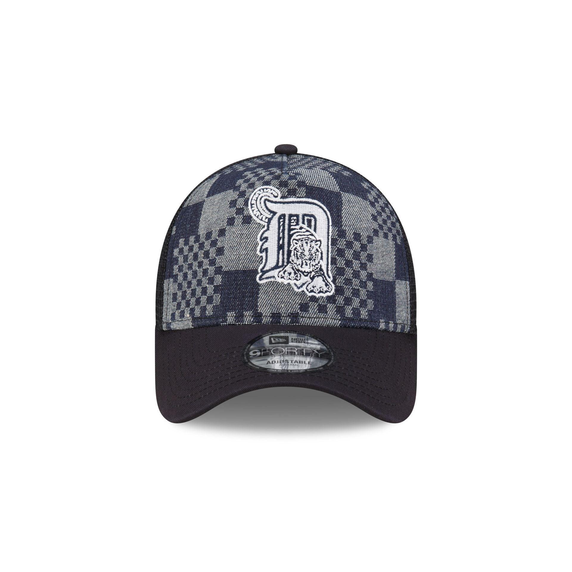 Detroit Tigers Pattern Denim 9FORTY A-Frame Trucker Hat Male Product Image