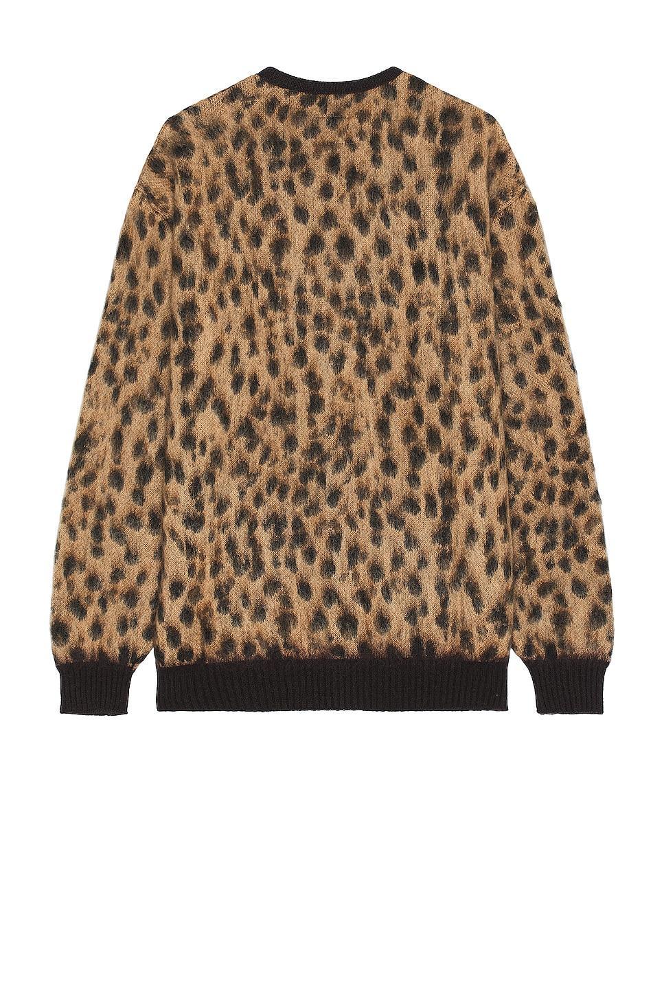 WACKO MARIA Leopard Mohair Cardigan in Beige - Nude. Size L (also in M). Product Image