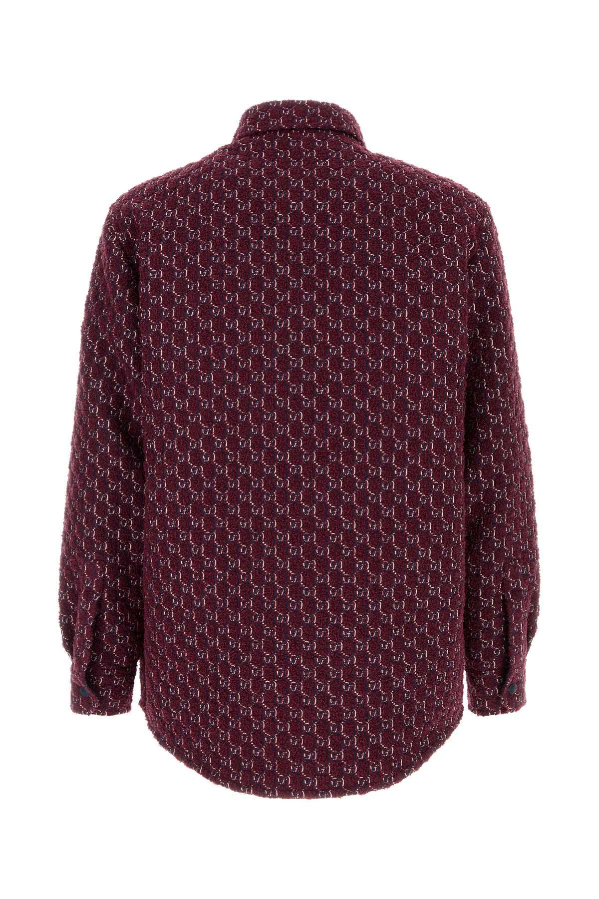 GUCCI Padded Bouclé Shirt With Cuffed Long Sleeves In Red Product Image