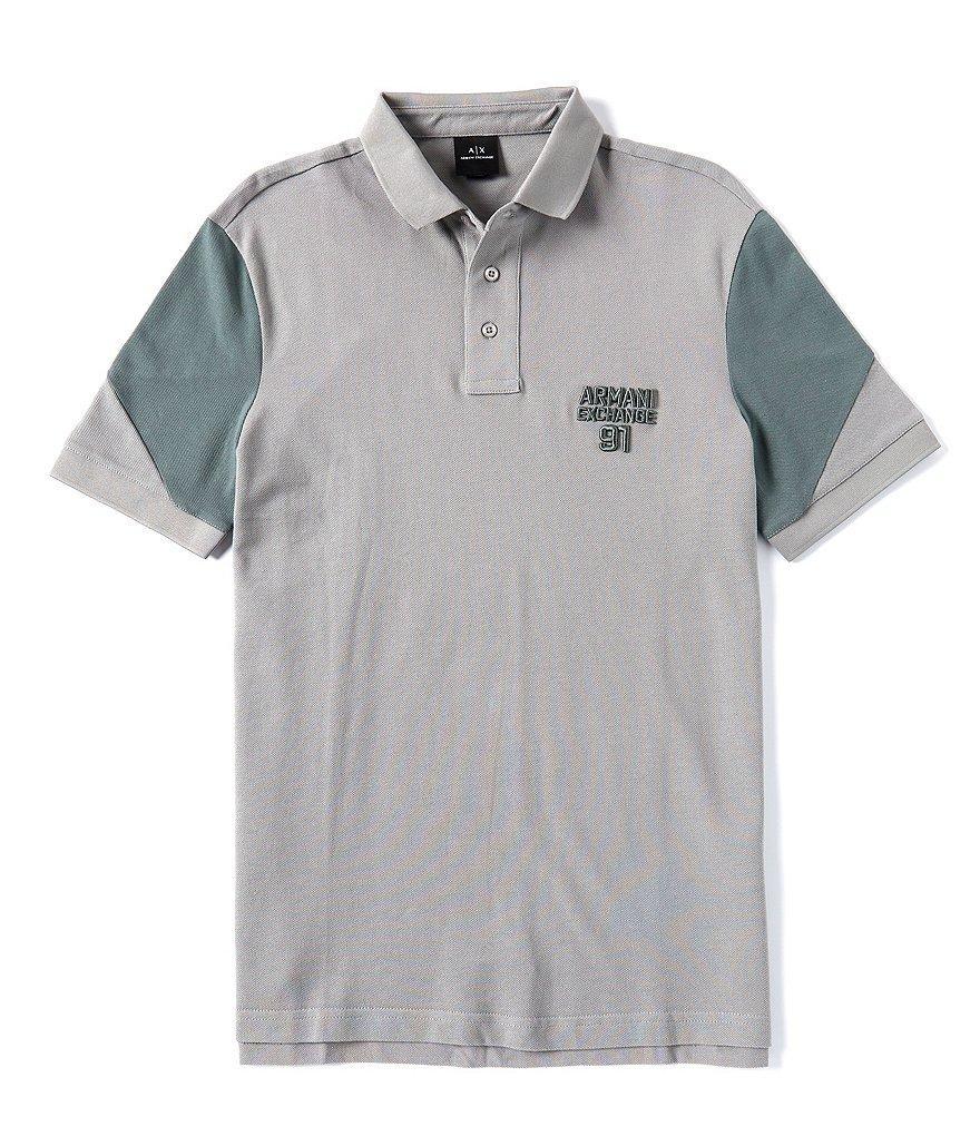 Armani Exchange Color Block Pique Short Sleeve Polo Shirt Product Image