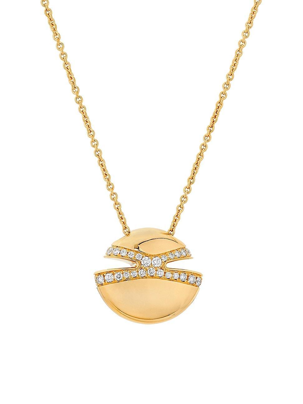 Womens Cabochon 18K Yellow Gold & 0.55 TCW Diamond Pendant Necklace Product Image