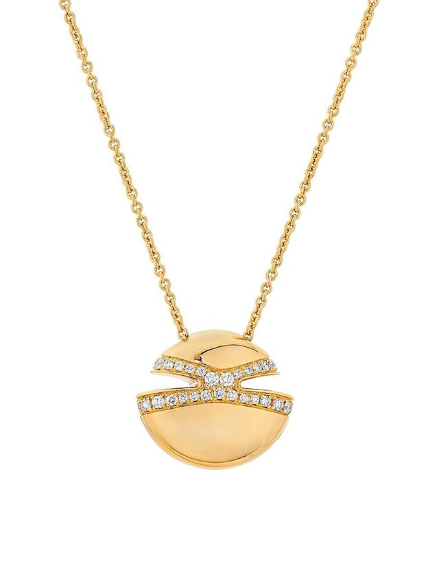 Womens Cabochon 18K Yellow Gold & 0.55 TCW Diamond Pendant Necklace Product Image