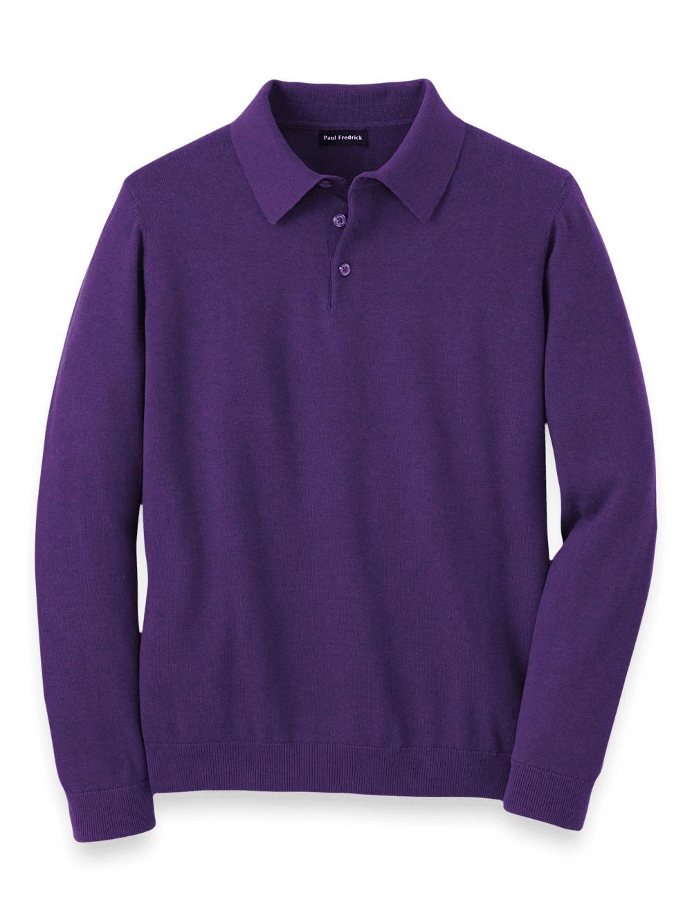 Supima Cotton Three Button Polo - Plum Product Image