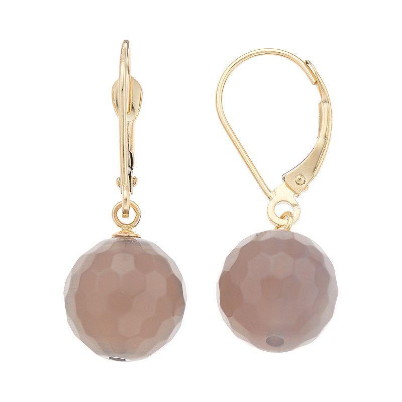 14k Gold Agate Drop Earrings, Womens, Gray Product Image