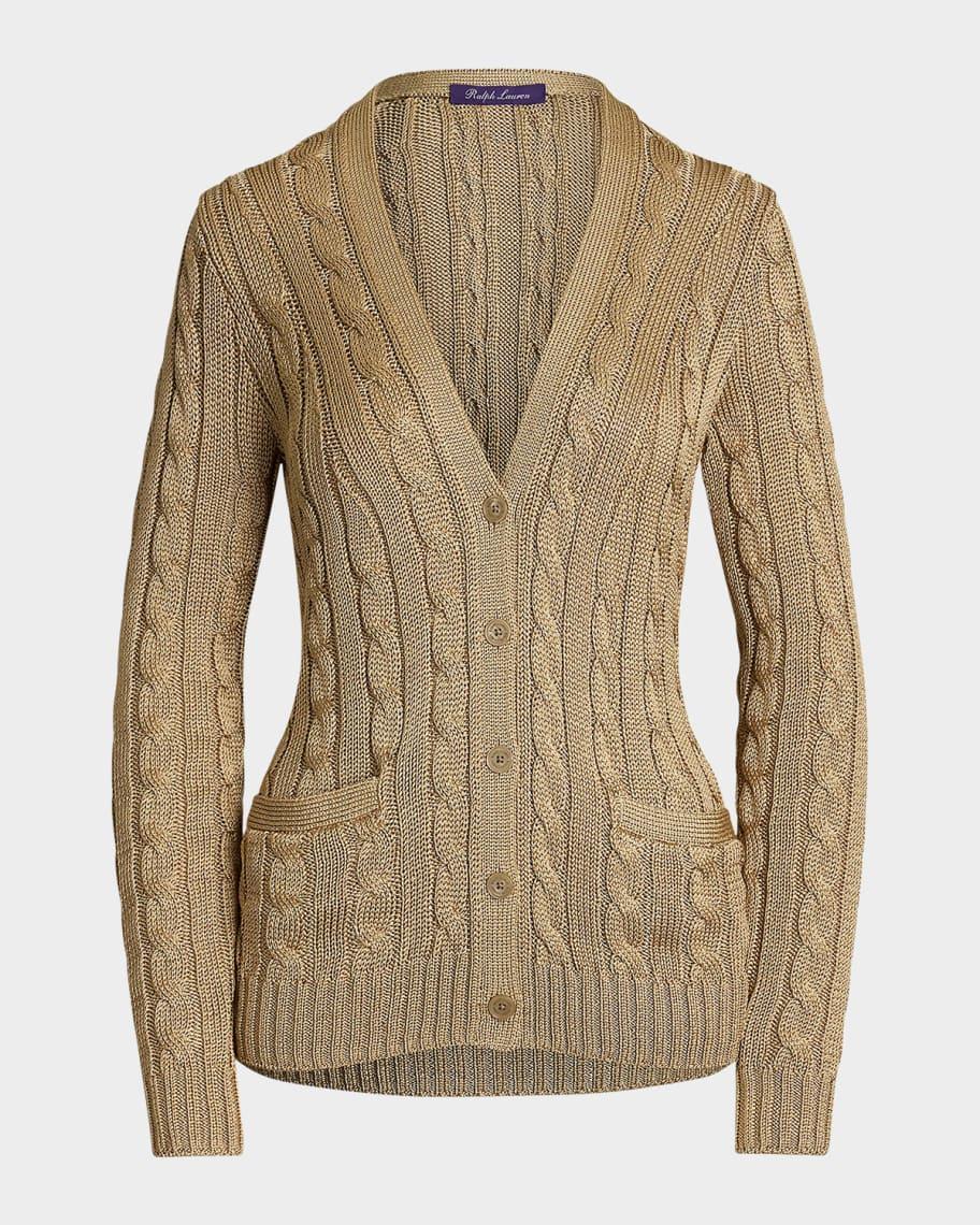 Silk High Shine Cable-Knit Cardigan product image