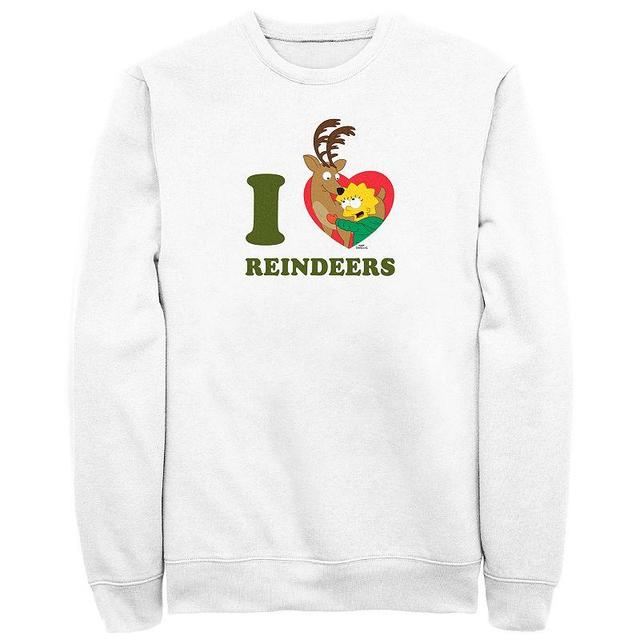 Mens The Simpsons Lisa I Heart Reindeers Graphic Fleece White Product Image