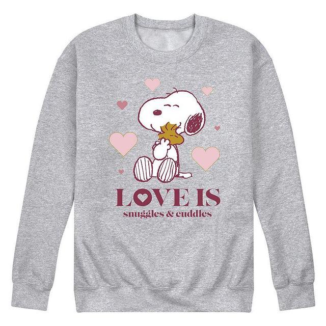 Mens Peanuts Snuggles and Cuddles Sweatshirt Med Grey Product Image