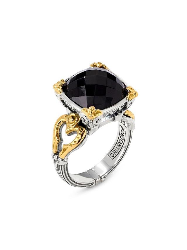 Womens Anthos Solis Sterling Silver, 18K Yellow Gold & Black Onyx Ring Product Image