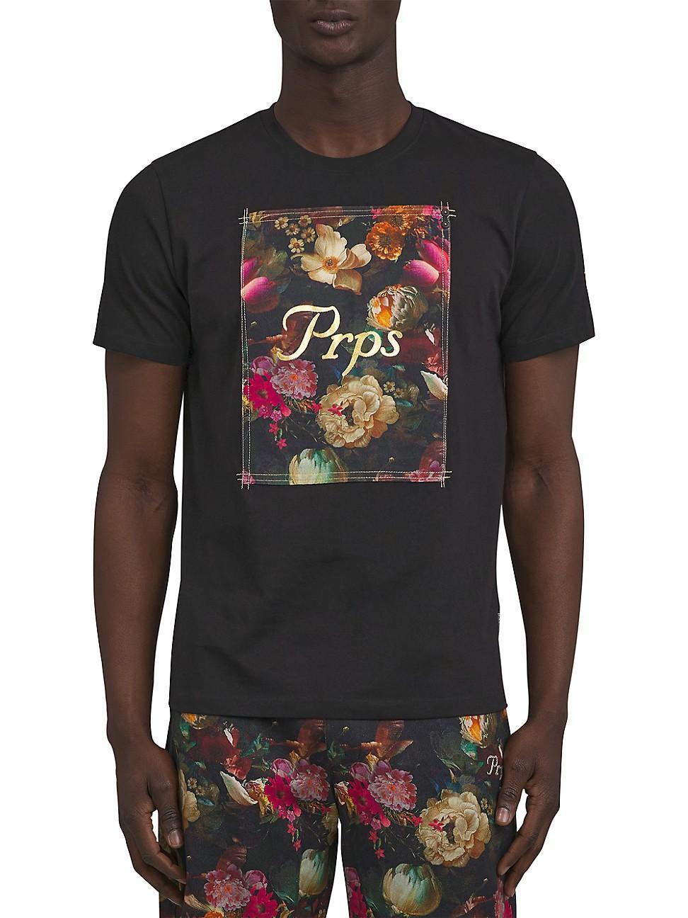 Mens Gold Finch Floral Logo Cotton T-Shirt Product Image