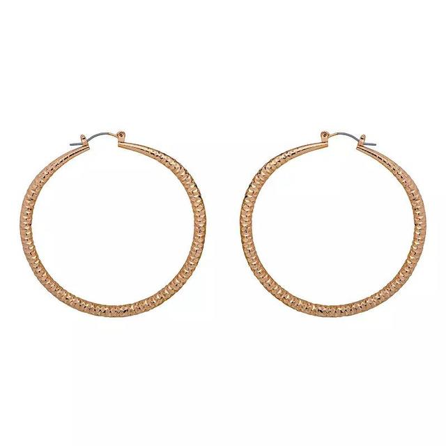 Emberly Gold Tone Crush Texture Oversized Hoop Earrings, Womens Product Image