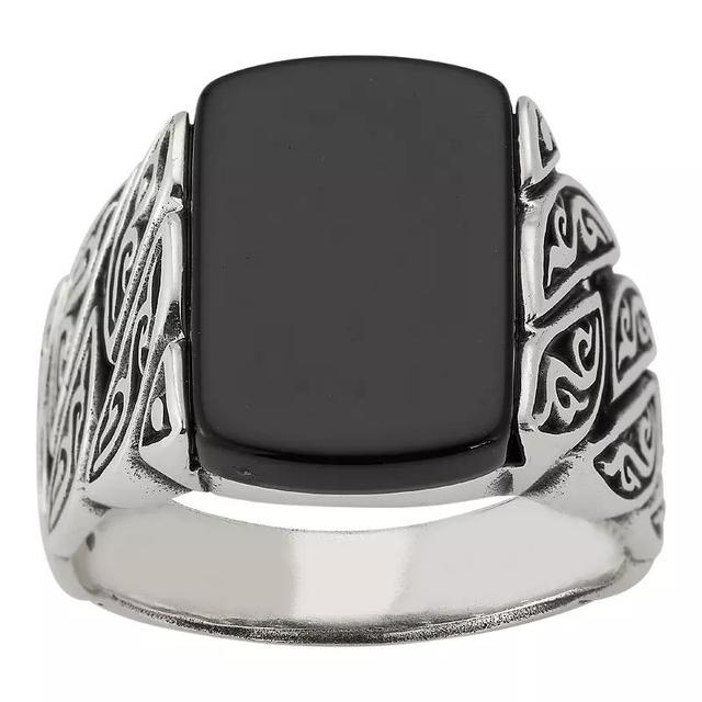 Menster Mens Sterling Silver Oxidized Black Onyx Signet Ring Product Image