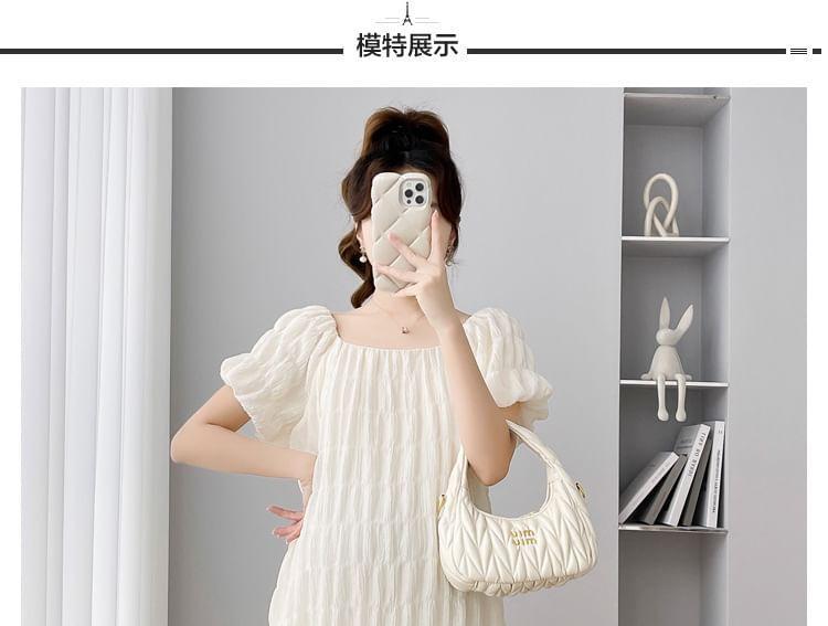 Maternity Short-Sleeve Square Neck Plain Midi A-Line Dress Product Image