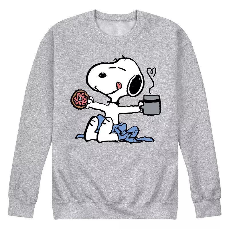 Mens Peanuts Snoopy Donut Coffee Graphic Sweatshirt Product Image