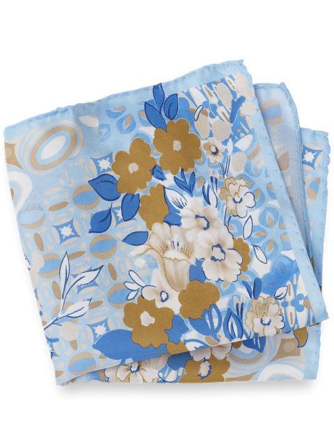 Floral Silk Pocket Square - Blue/gold Product Image