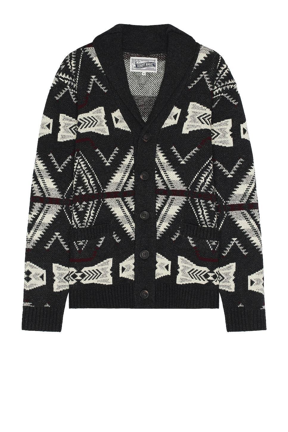 Schott Southwestern Cardigan in Heather Black - Black. Size L (also in M). Product Image