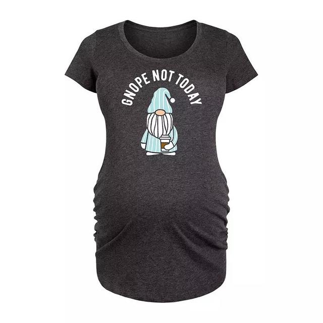 Maternity Gnope Not Today Sleepy Gnome Graphic Tee, Womens Heather Grey Product Image