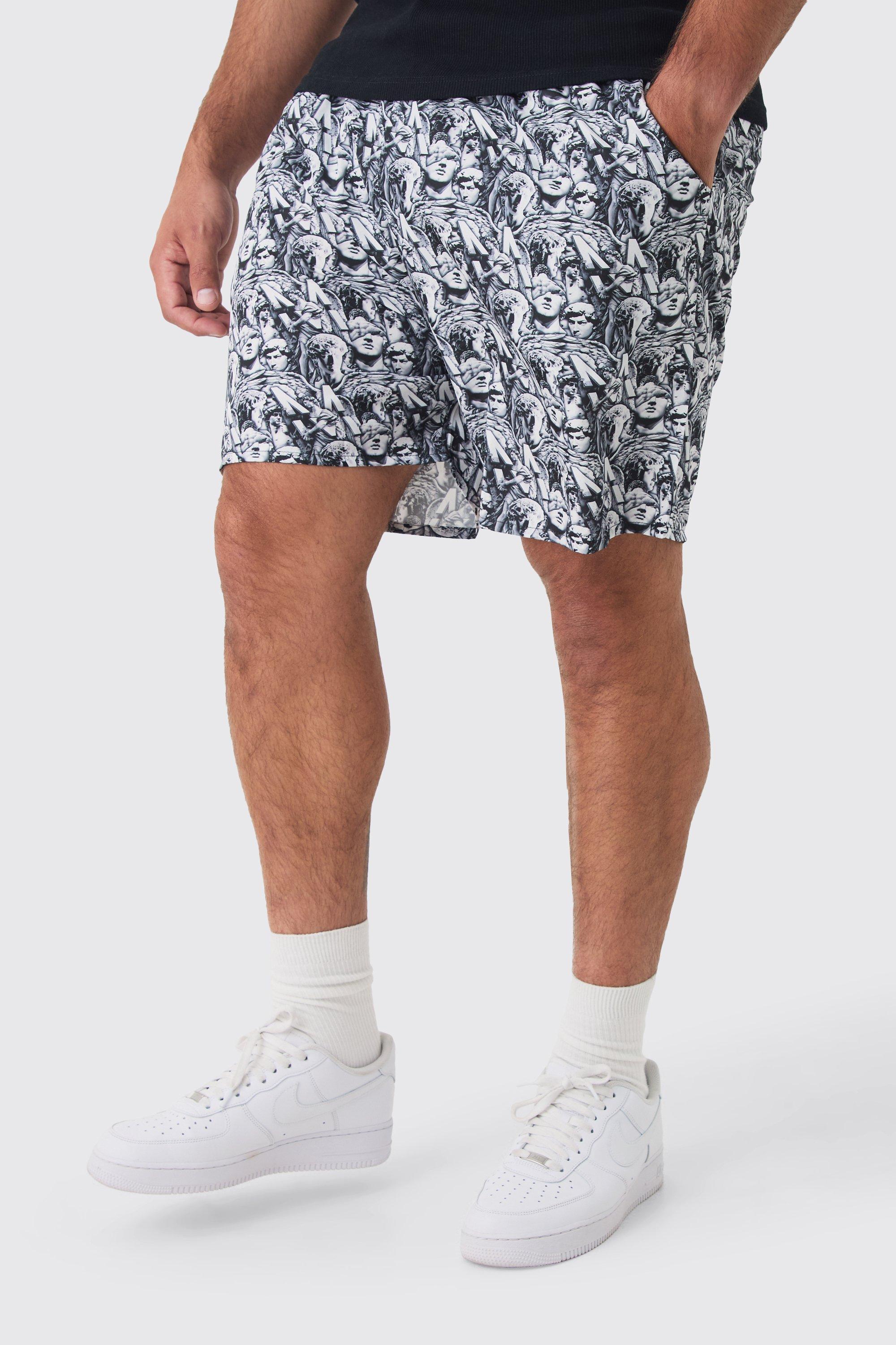 Plus Renaissance Printed Swim Trunks | boohooMAN USA Product Image