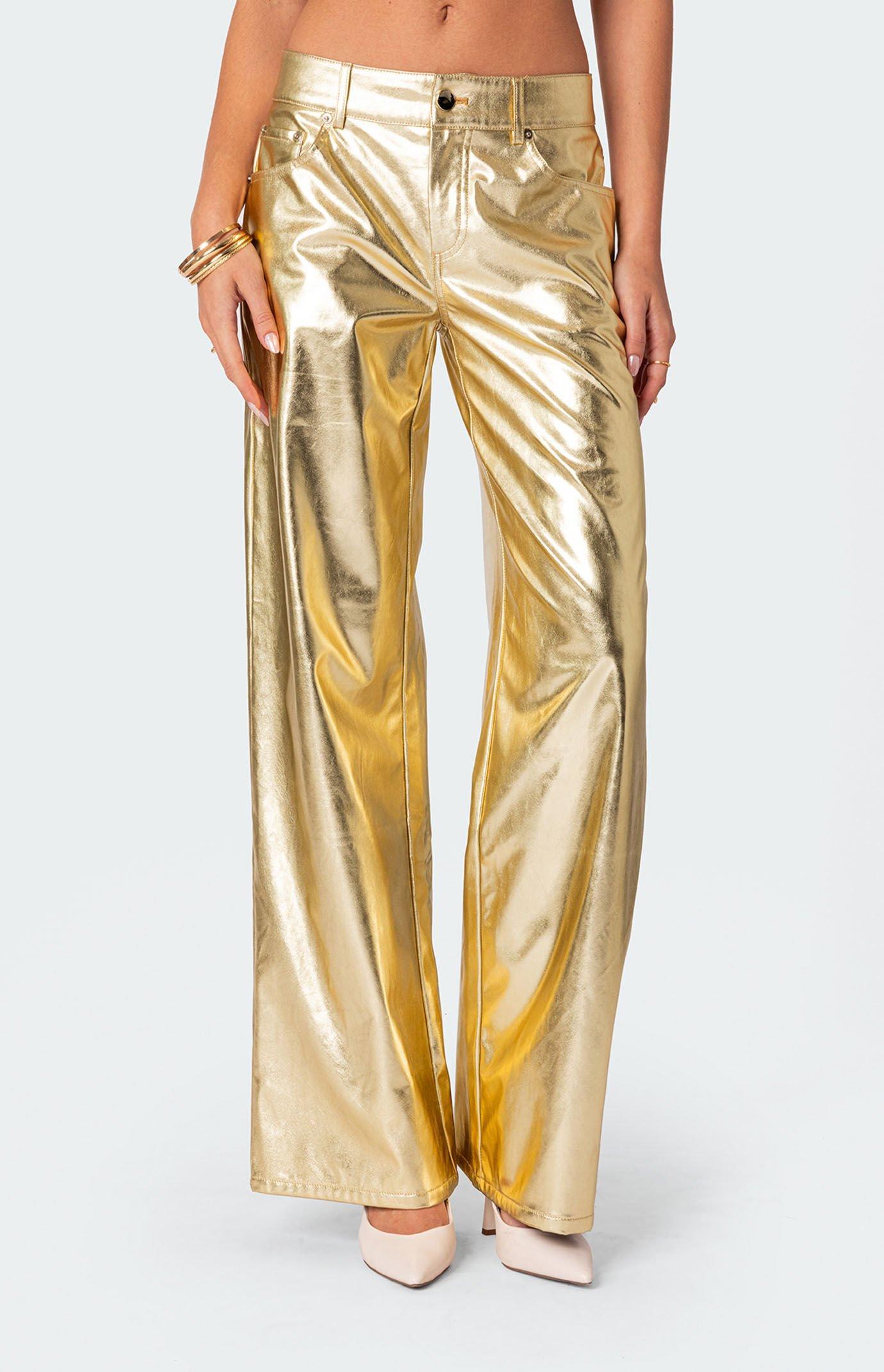 Edikted Women's Rochelle Low Rise Metallic Jeans Product Image