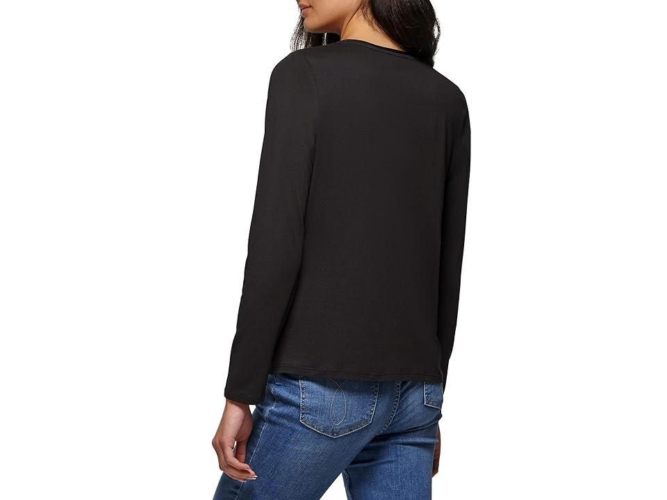 Calvin Klein Long Sleeve Mix Media Crew Women's Clothing Product Image