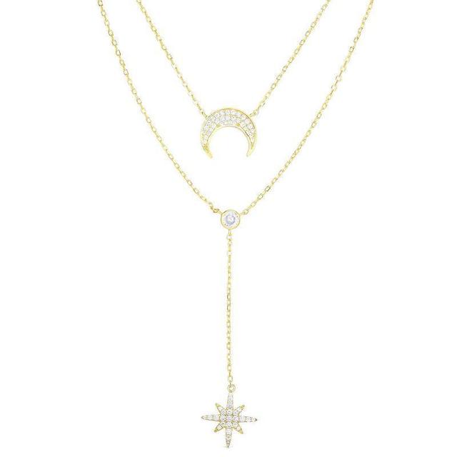 Sunkissed Sterling Cubic Zirconia Double Layered Celestial Necklace, Womens Gold Tone Product Image