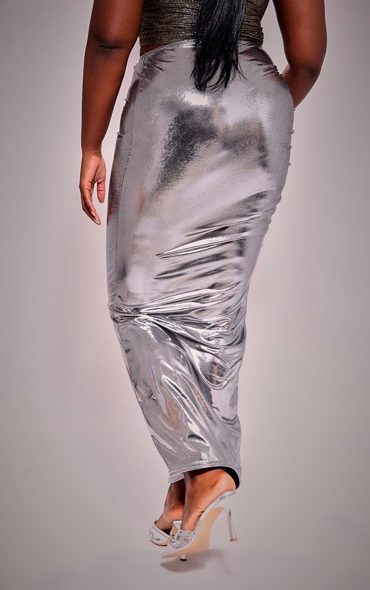 Plus Metallic Ruched Maxi Skirt Product Image