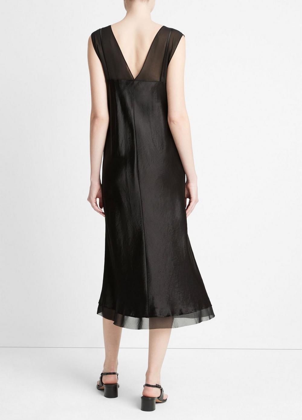 Chiffon-Layered Satin Slip Dress Product Image