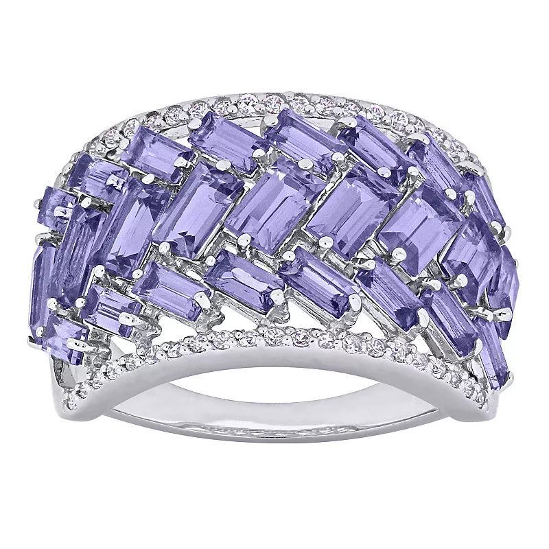 Stella Grace Sterling Silver Tanzanite & White Topaz Multi-Row Ring, Womens Product Image