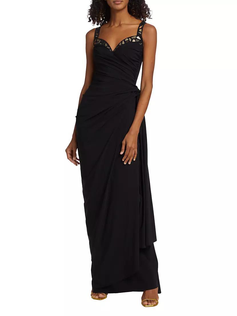 Embellished Jersey Ruched Gown Product Image