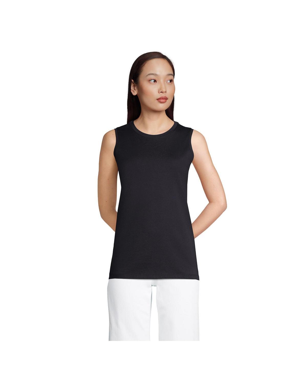 Womens Lands End Supima Cotton Crewneck Tank White Product Image