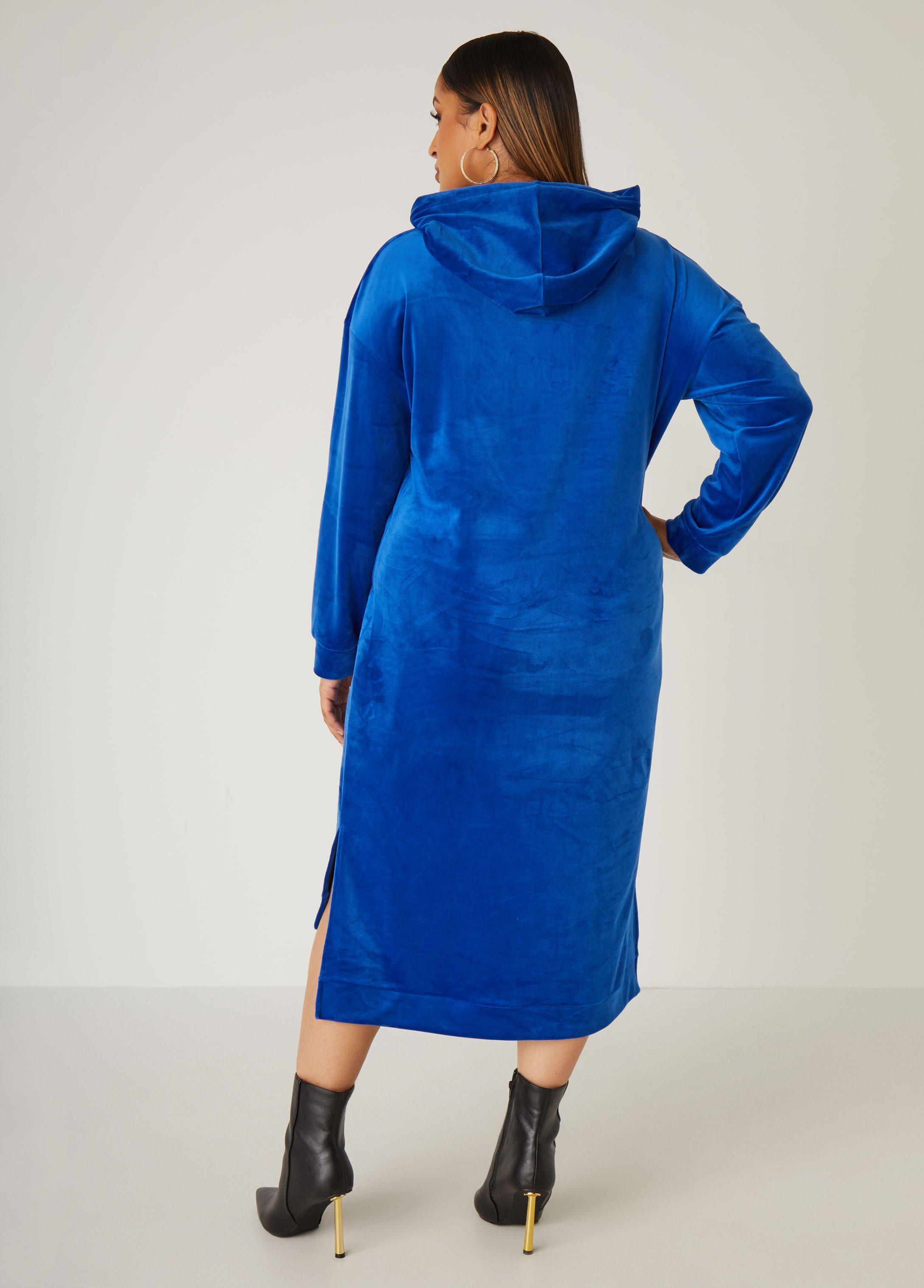 Hooded Velour Hi Low Dress Product Image