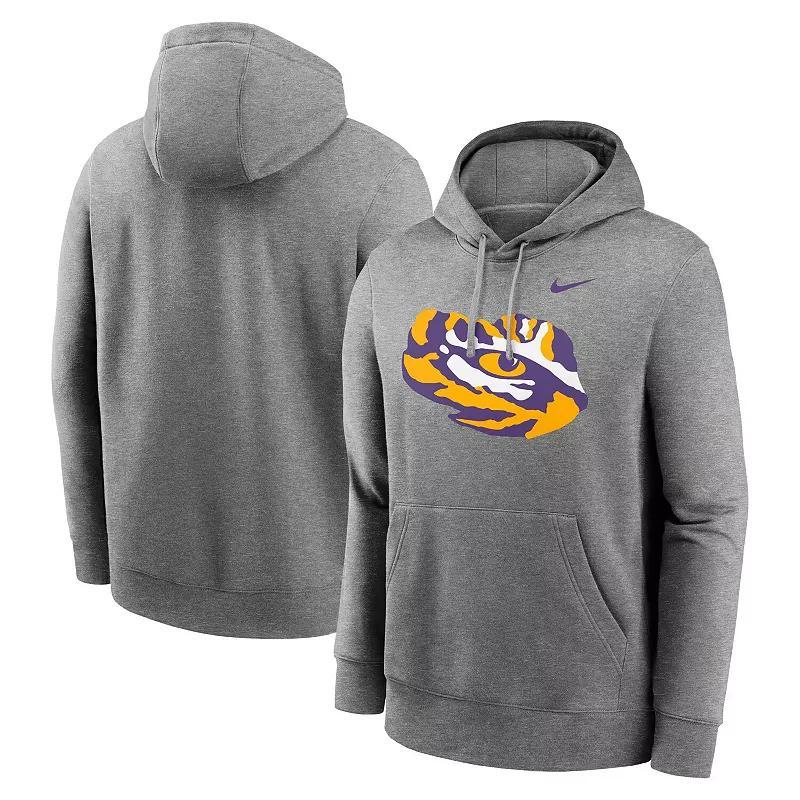 Mens Nike Heather Gray LSU Tigers Primetime Alternate Logo Club Fleece Pullover Hoodie Product Image