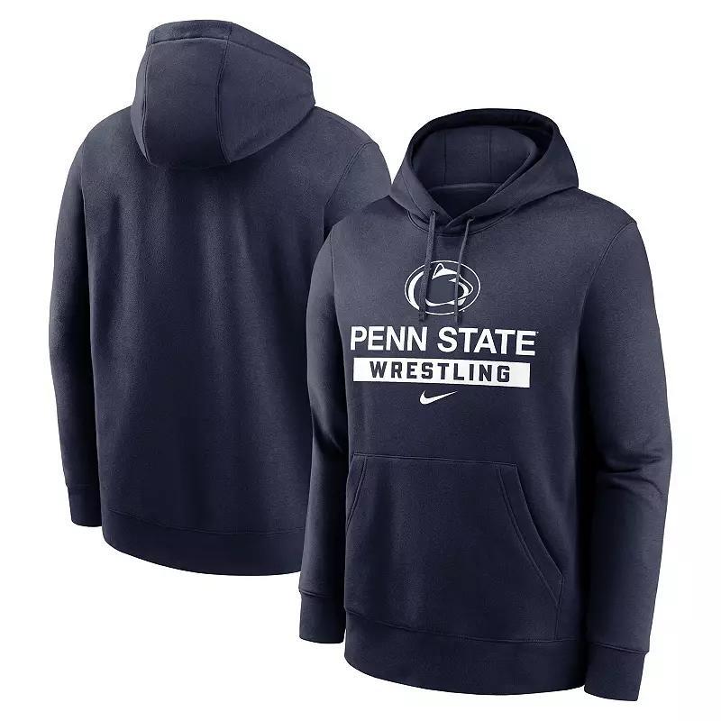 Mens Nike Penn State Nittany Lions Wrestling Stack Club Fleece Pullover Hoodie Blue Product Image