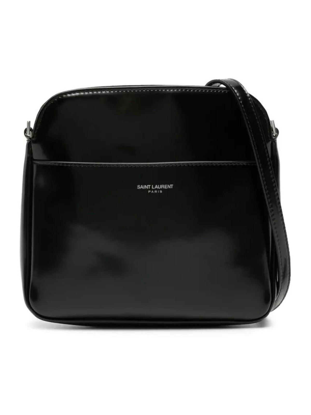 Men's Leather Messenger Bag In Black Product Image