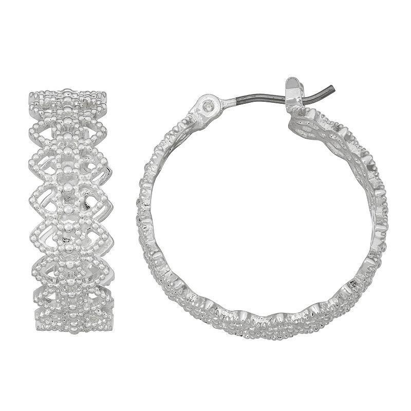 Napier Lace Hoop Earrings, Womens, Silver Product Image