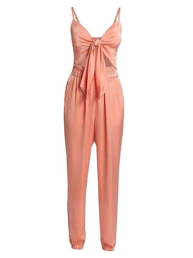 Womens Brit Satin Tie-Front Cut-Out Jumpsuit Product Image