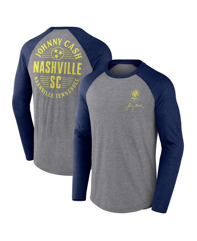 Mens Fanatics Branded Heather Gray Nashville SC x Johnny Cash Lines Tri-Blend Raglan Long Sleeve T-Shirt Product Image