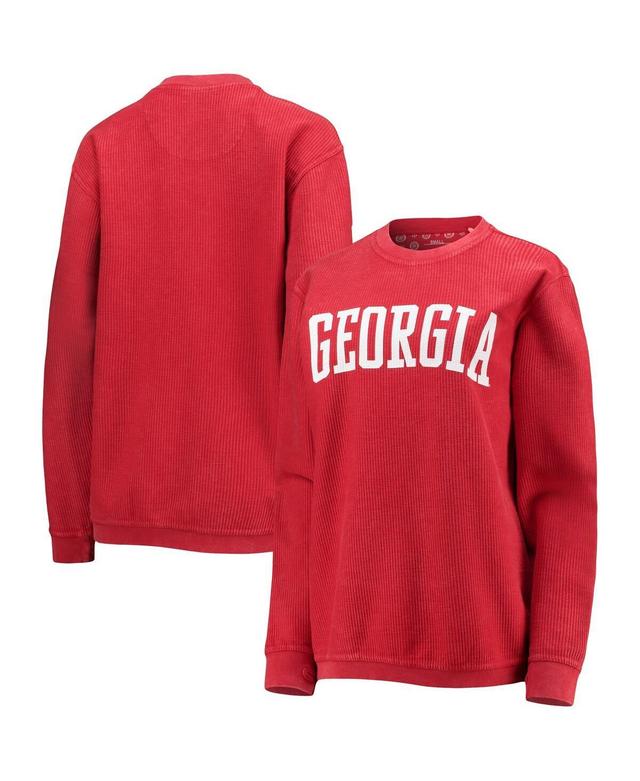 Womens Pressbox Georgia Bulldogs Comfy Cord Vintage Wash Basic Arch Pullover Sweatshirt Product Image