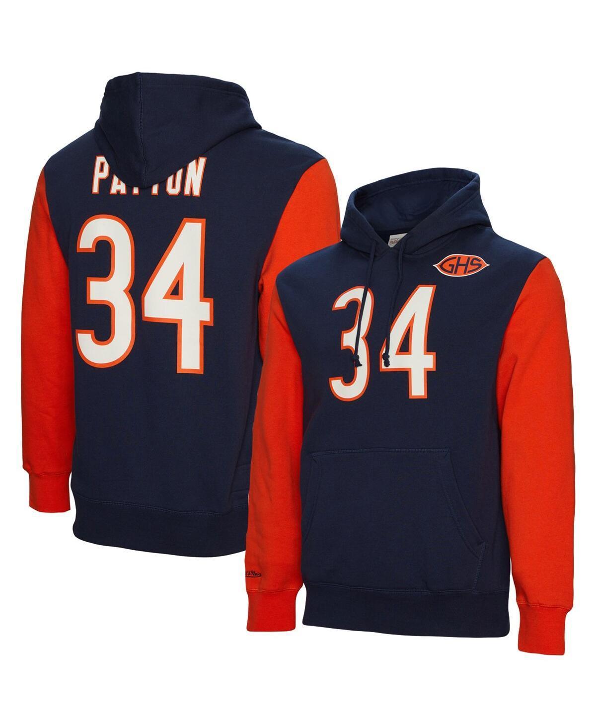 Mens Mitchell & Ness Walter Payton Navy Chicago Bears Retired Player Name and Number Pullover Hoodie Product Image