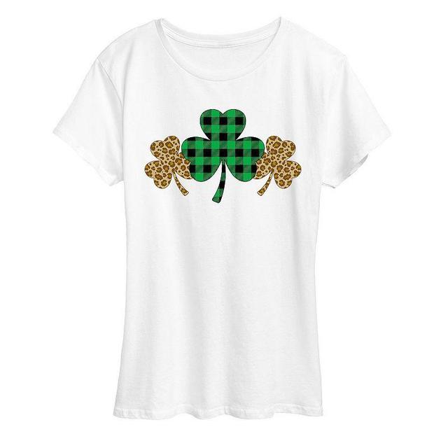 Womens Patterned Shamrocks Graphic Tee Grey Gray Product Image