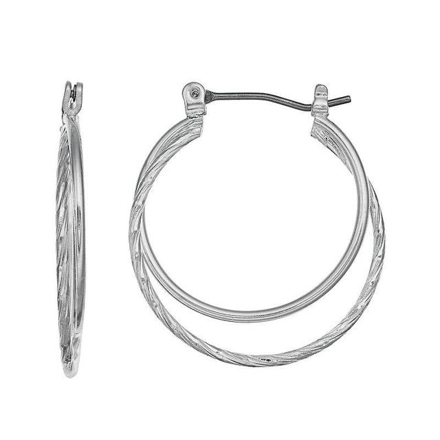 Sonoma Goods For Life Double Hoop Earrings, Womens, Silver Tone Product Image