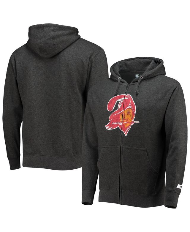 Mens Starter Pewter Distressed Tampa Bay Buccaneers Throwback Logo Full-Zip Hoodie Product Image