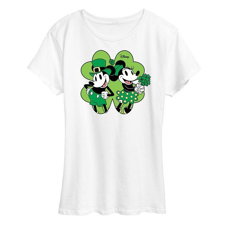 Disneys Mickey & Minnie Mouse Womens Shamrock Graphic Tee Product Image