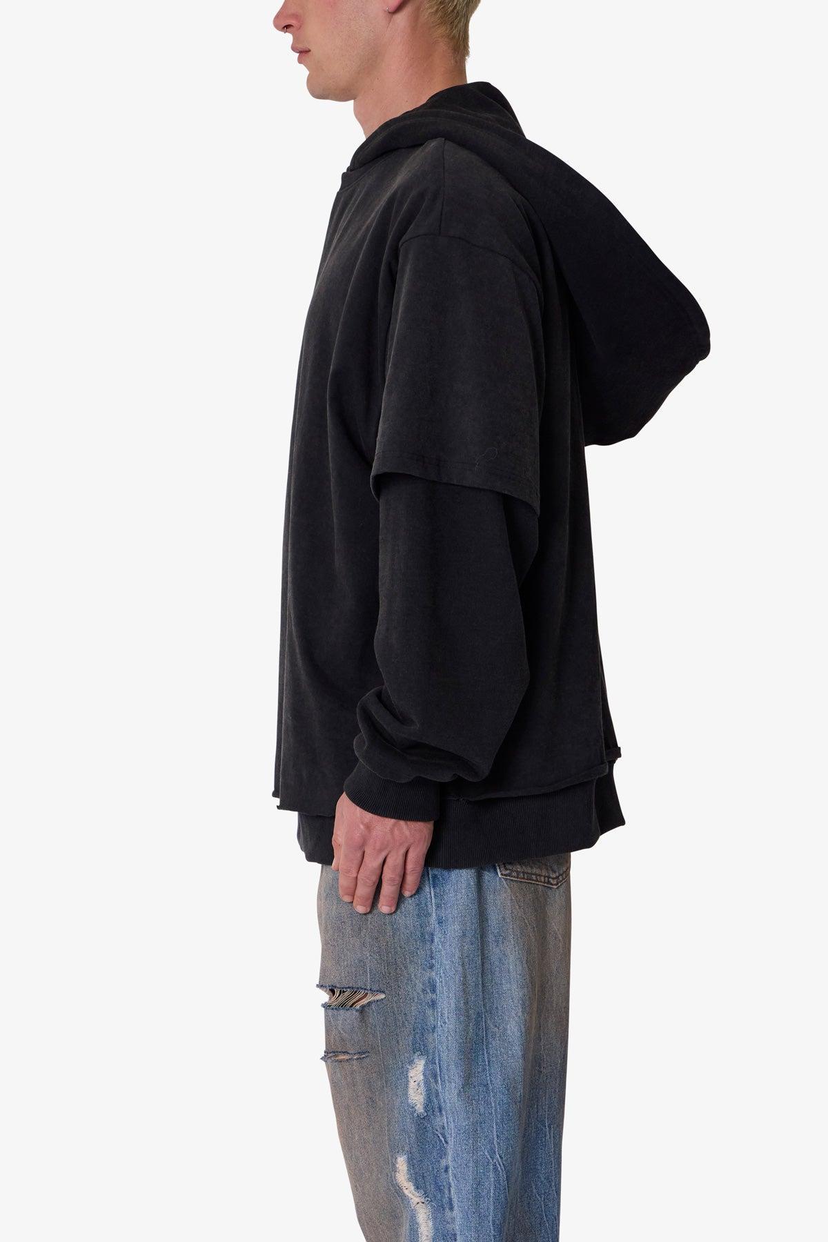 Over Tee Layer Hoodie - Washed Black Product Image